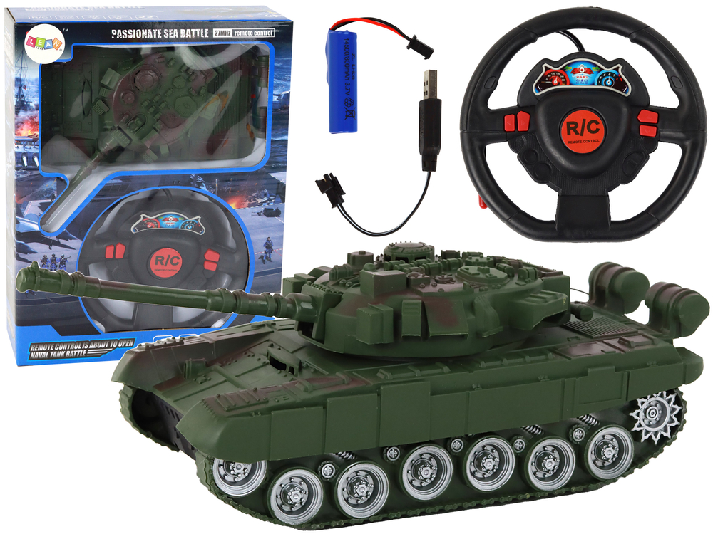 E-shop Tank R/C Diaľkovo ovládaný s osvetlením a zvukom zelený 1:18 27MHz