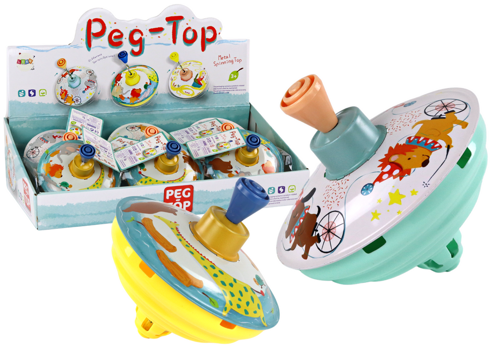 mamido Tradičná kovová káča pre deti s otáčajúcimi sa zvieratkami Mix