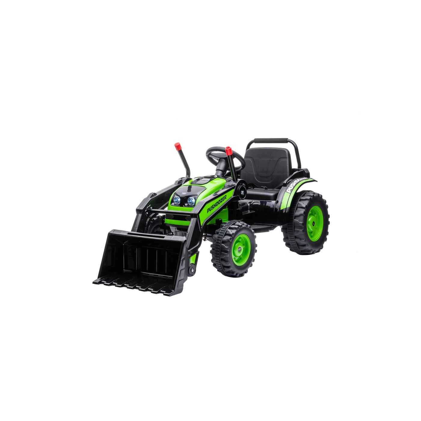 mamido Detský elektrický traktor s lopatou zelený
