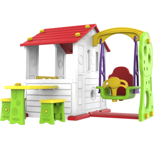 mamido Detský záhradný domček 3v1 s červenou strechou