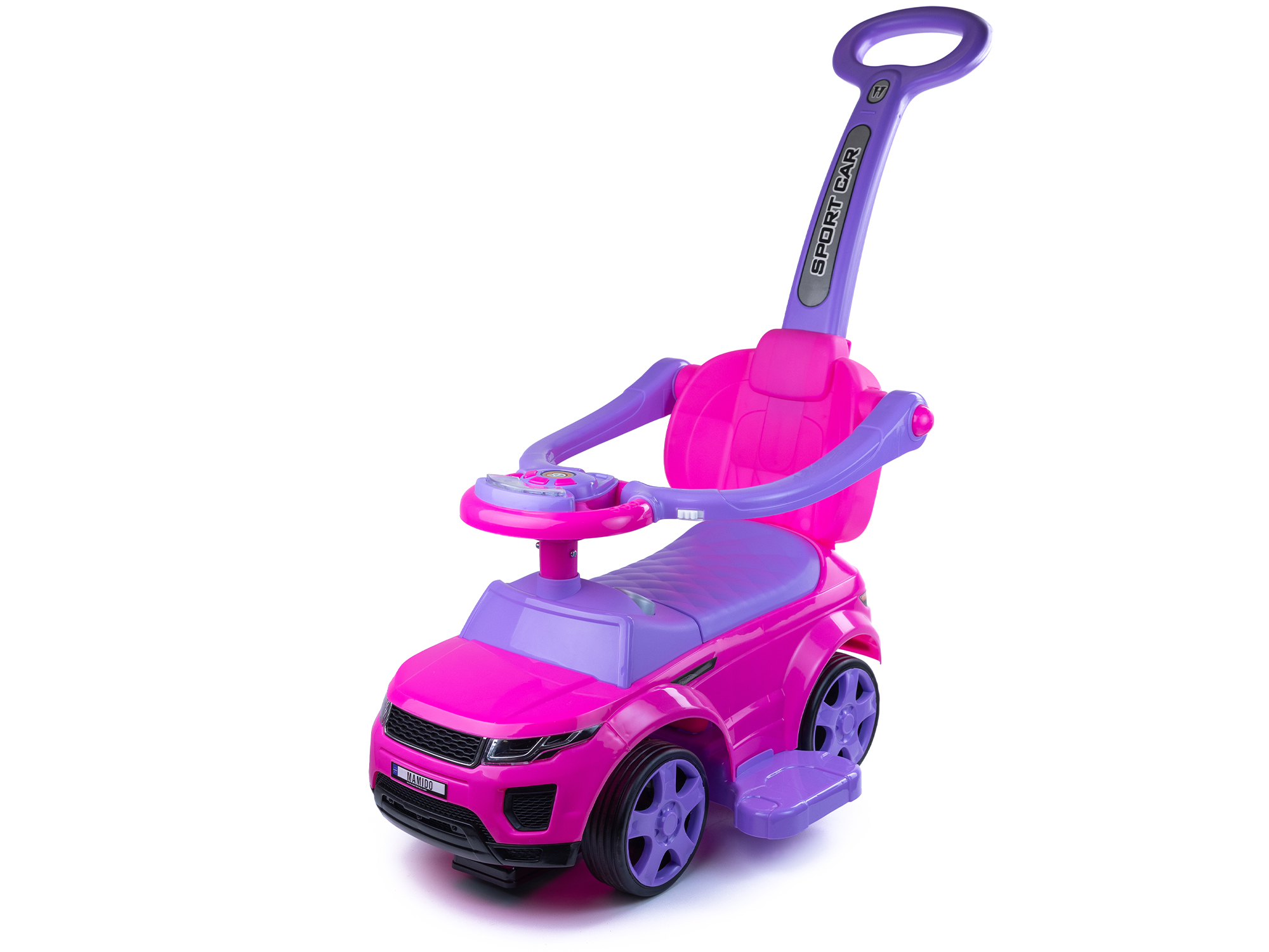 Odrážadlo Sport Car s vodiacou tyčou 3v1 ružové