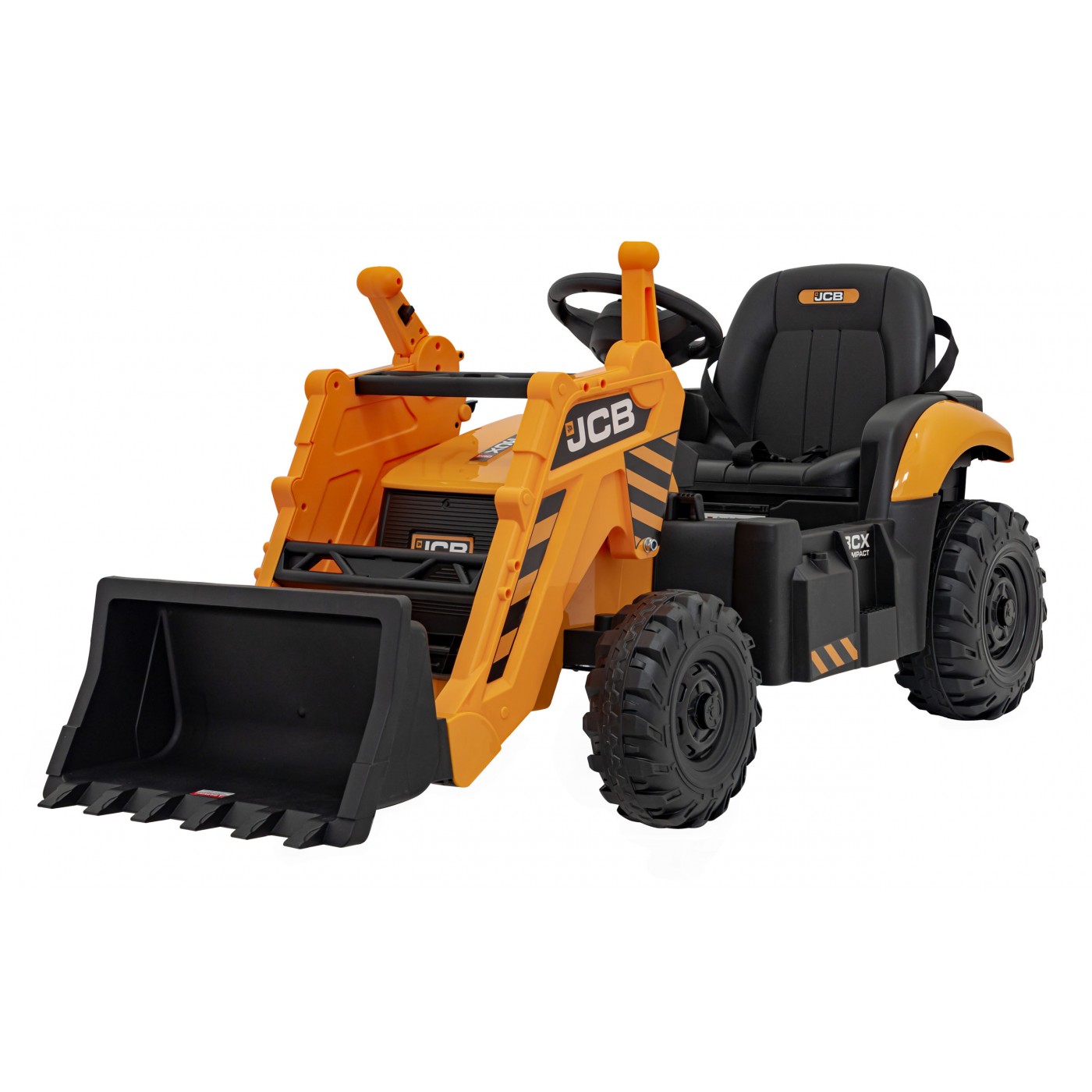 Detský elektrický bager JCB s lopatou žltý