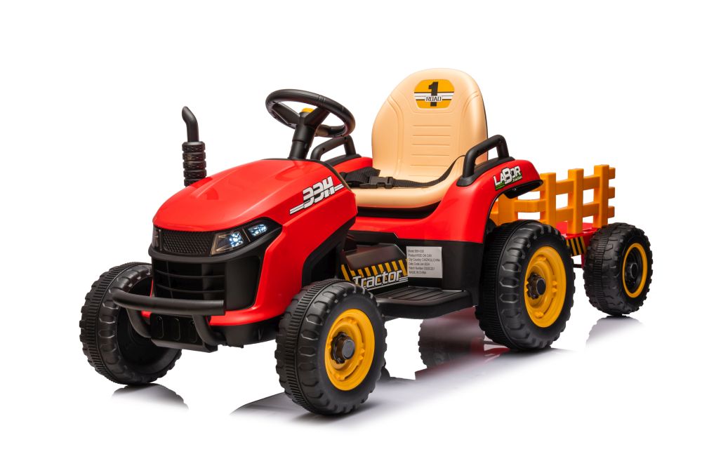 Detský elektrický traktor BBH-030 s prívesom červený