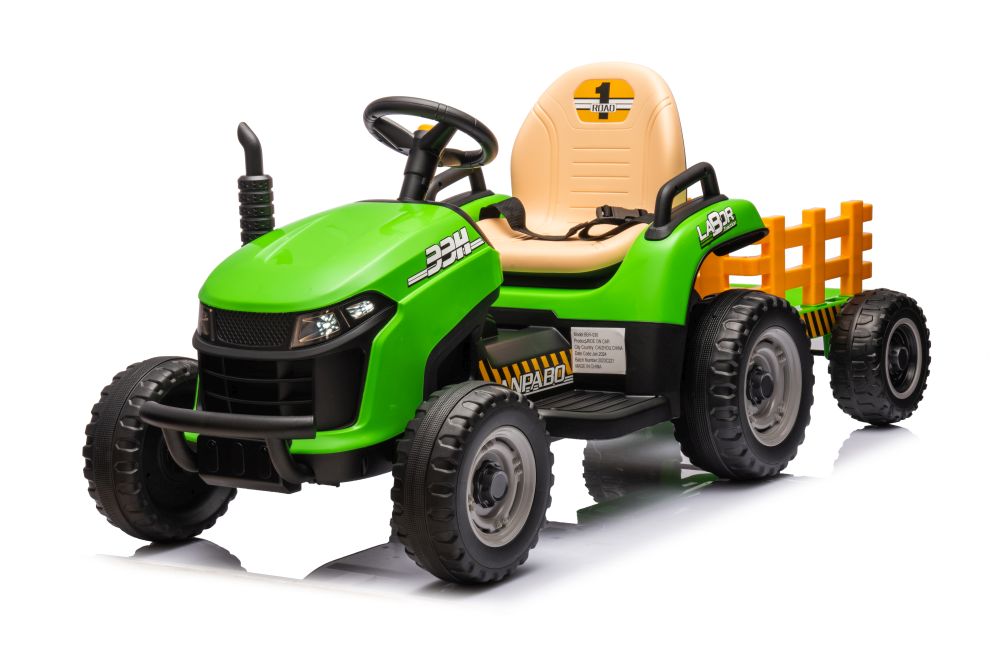 Detský elektrický traktor BBH-030 s prívesom zelený