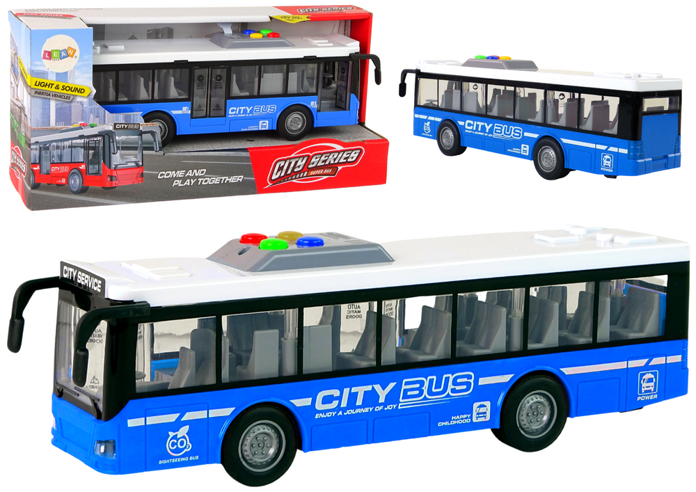mamido Autobus na batérie modrý 1:16 so svetlami a zvukmi, trecí pohon