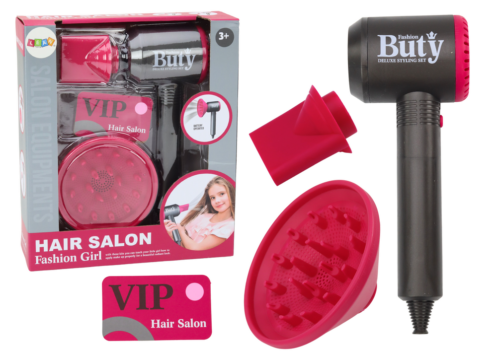 Detský hračka fén s difuzérom na styling vlasov