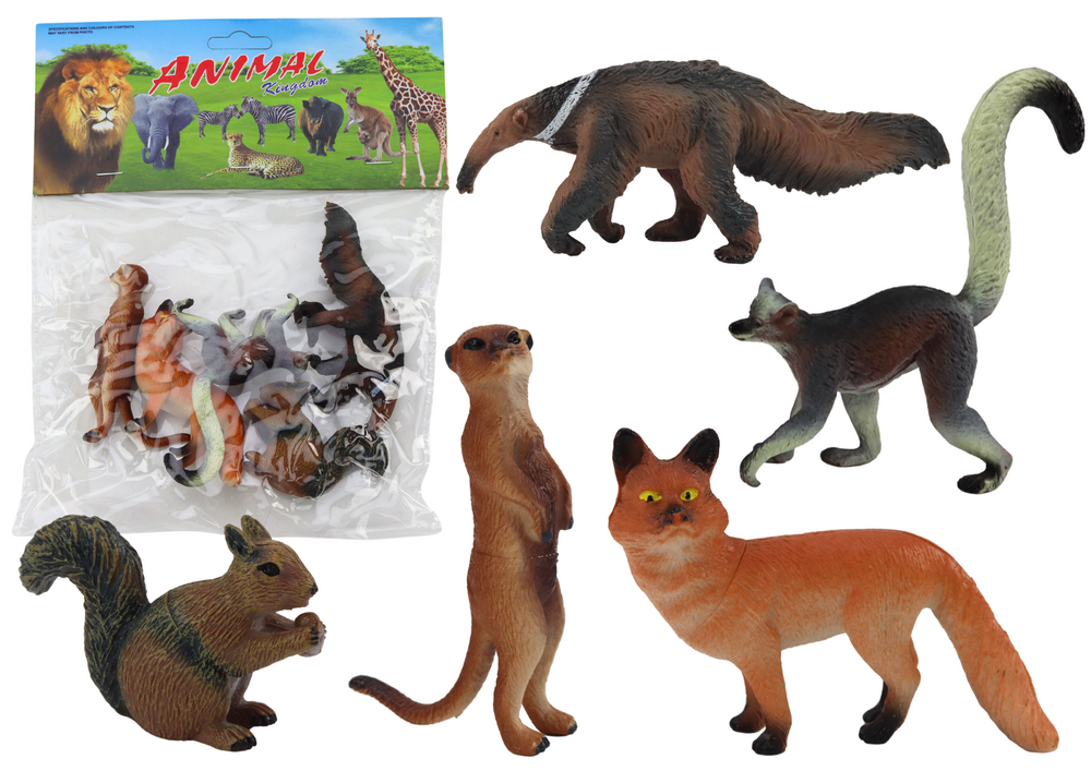 mamido Figúrky zvierat 5 kusov - veverička surikata mravčník líška lemur
