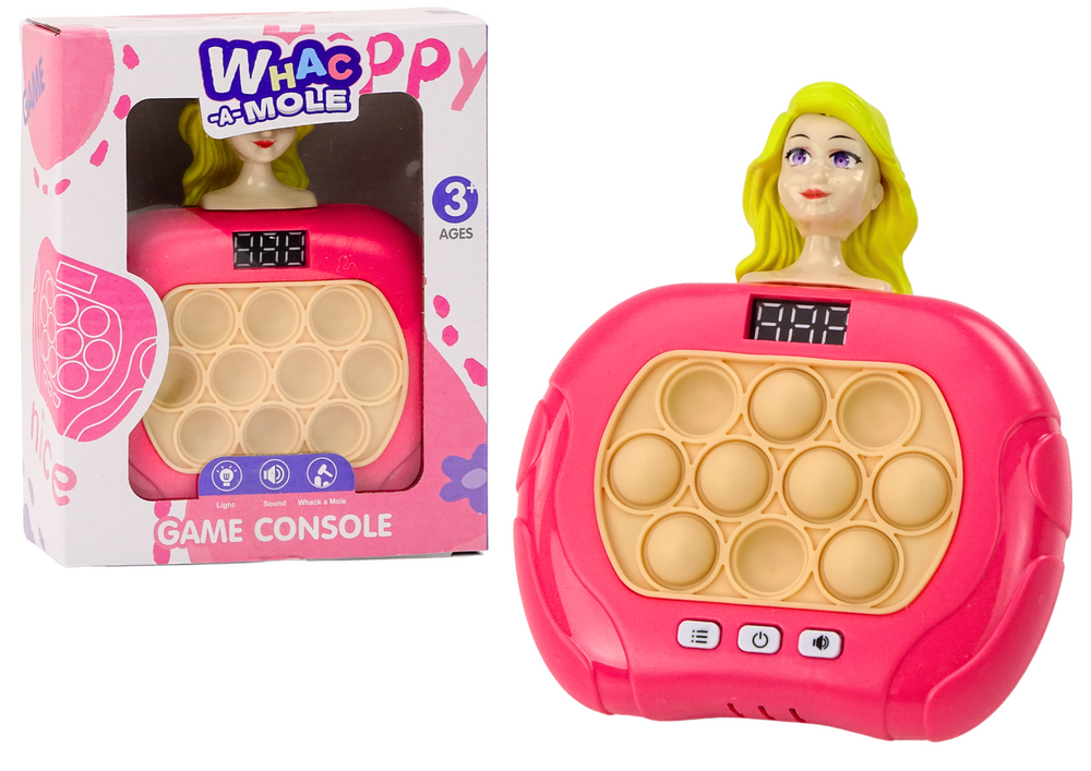 mamido Hra Pop-It Wac-A-Mole Bábika Svetla Zvuky Ružová Zmyslová