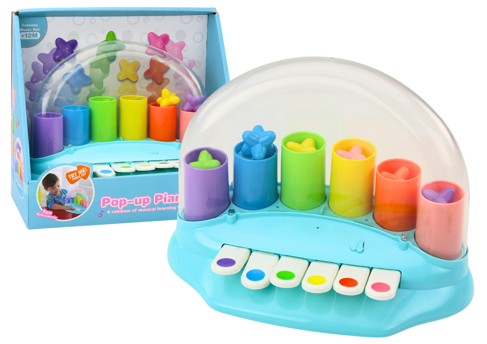 mamido Interaktívny klavírok s vyskakujúcimi hviezdičkami modrý