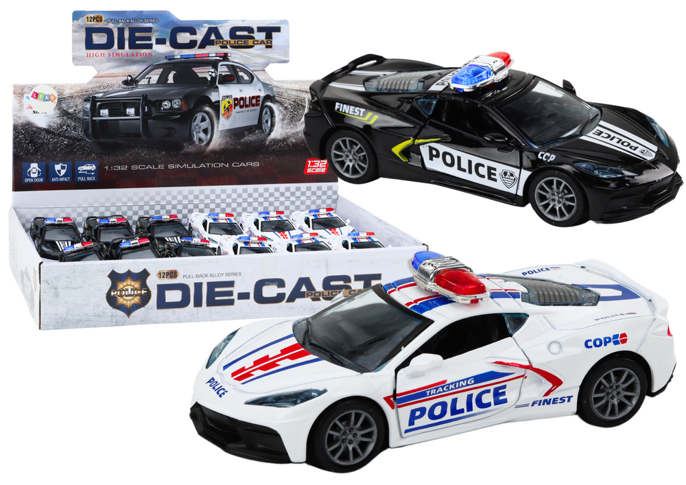 Kovové policajné auto s pohonom 1:32 mix