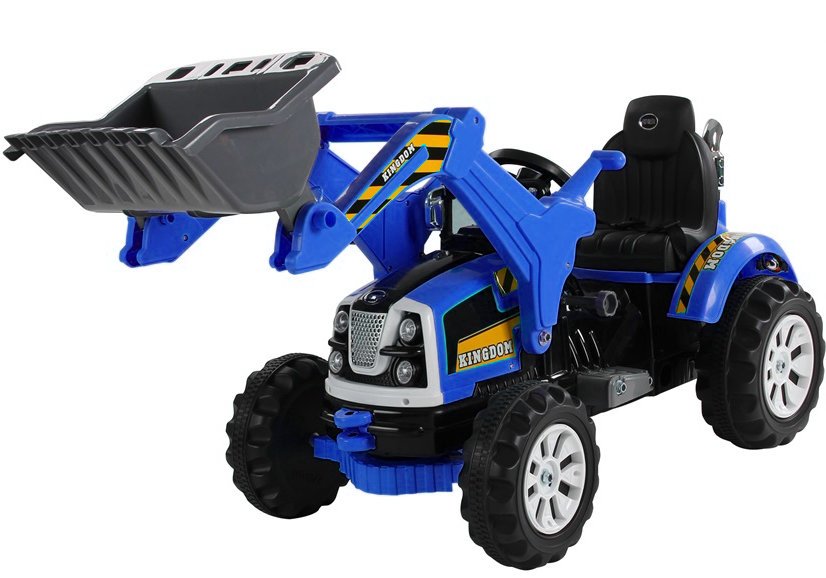 Elektrický traktor pre deti s radlicou modrý