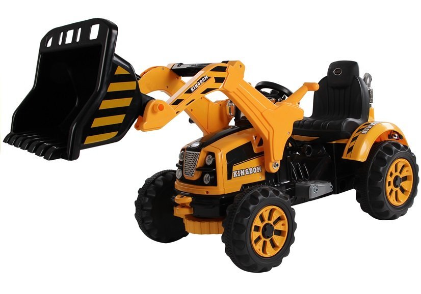 Elektrický traktor pre deti s radlicou žltý