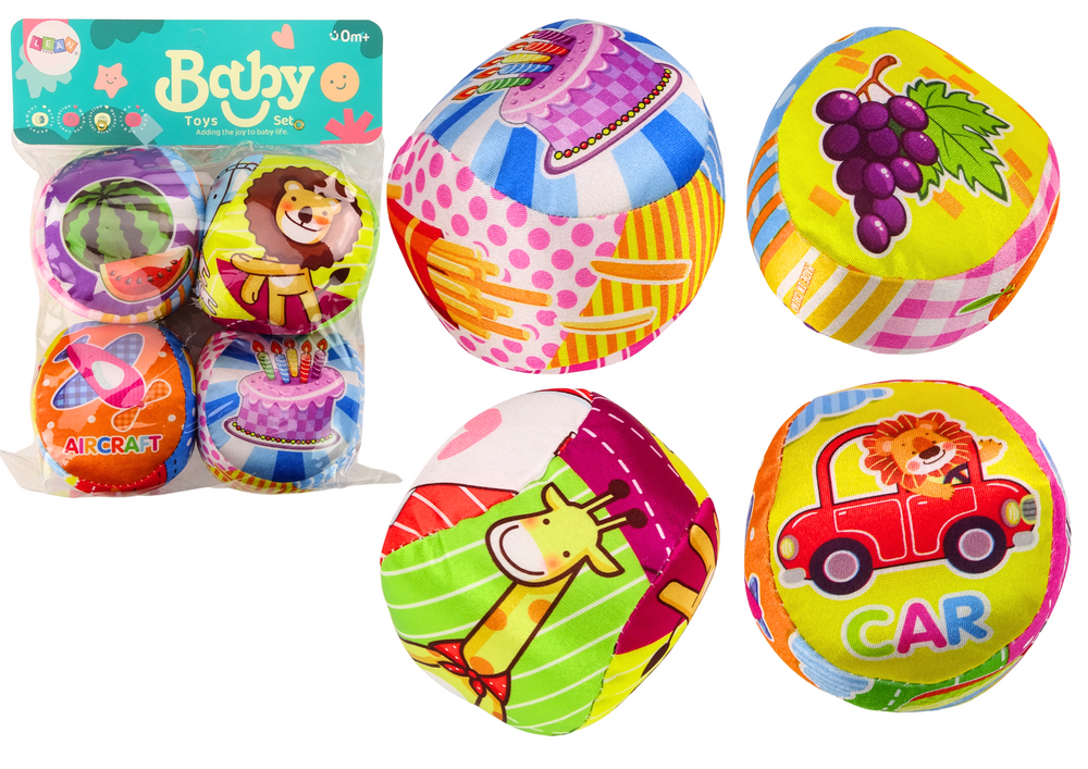 mamido Mäkké farebné edukatívne hrkajúce loptičky sada 4 ks