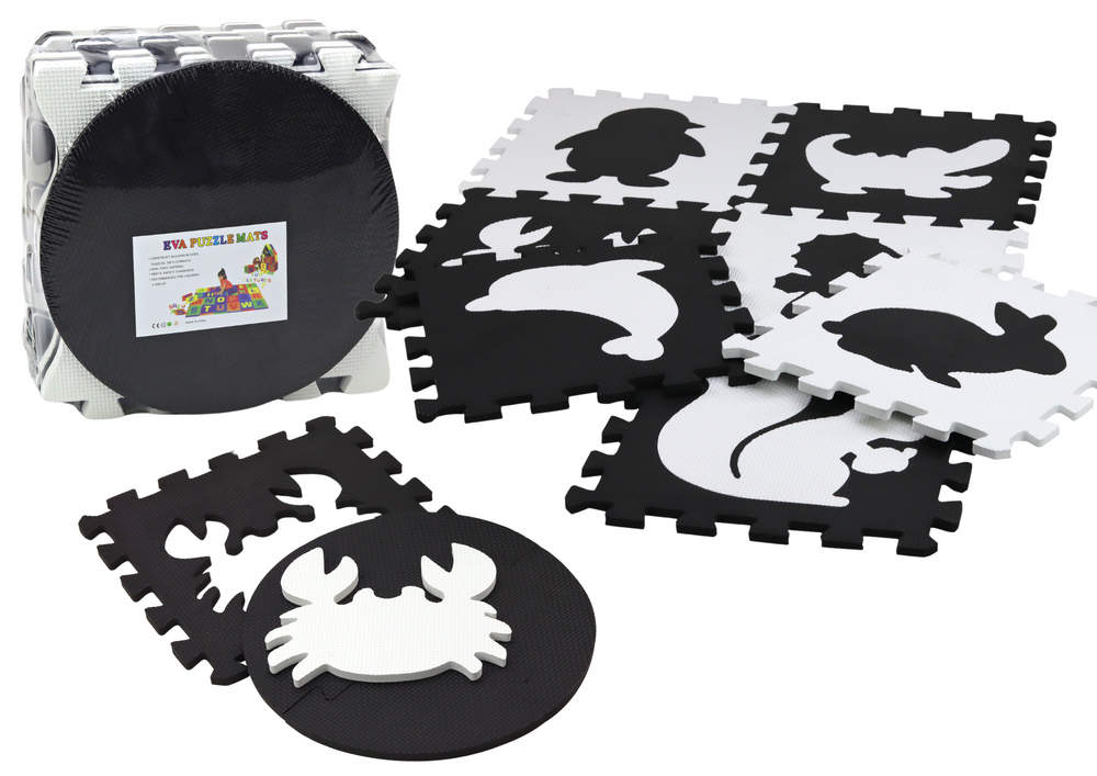 mamido Mäkké kontrastné vzdelávacie penové puzzle EVA čiernobiele 19 dielikov