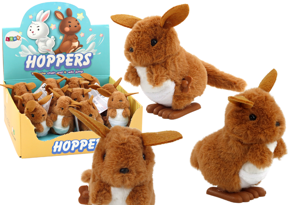 mamido Plyšový skákajúci klokan naťahovacia hnedý dekoračná hračka