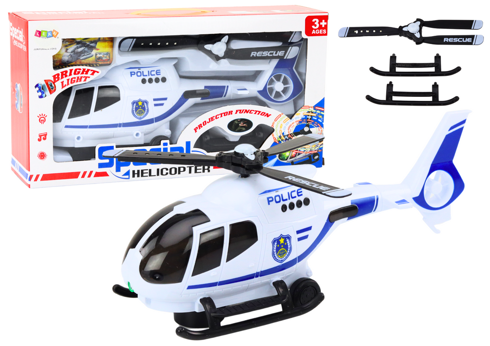 mamido Policajná helikoptéra jazdiaca so svetlami a zvukmi