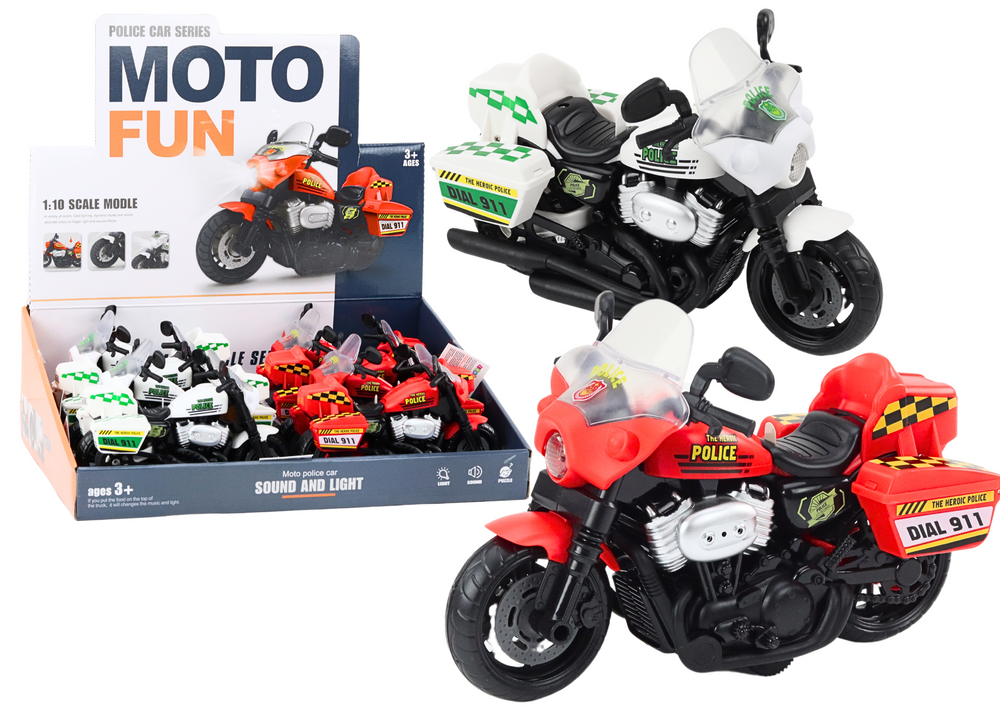 mamido Policajný motocykel 1:10 svetla a zvuky biely červený