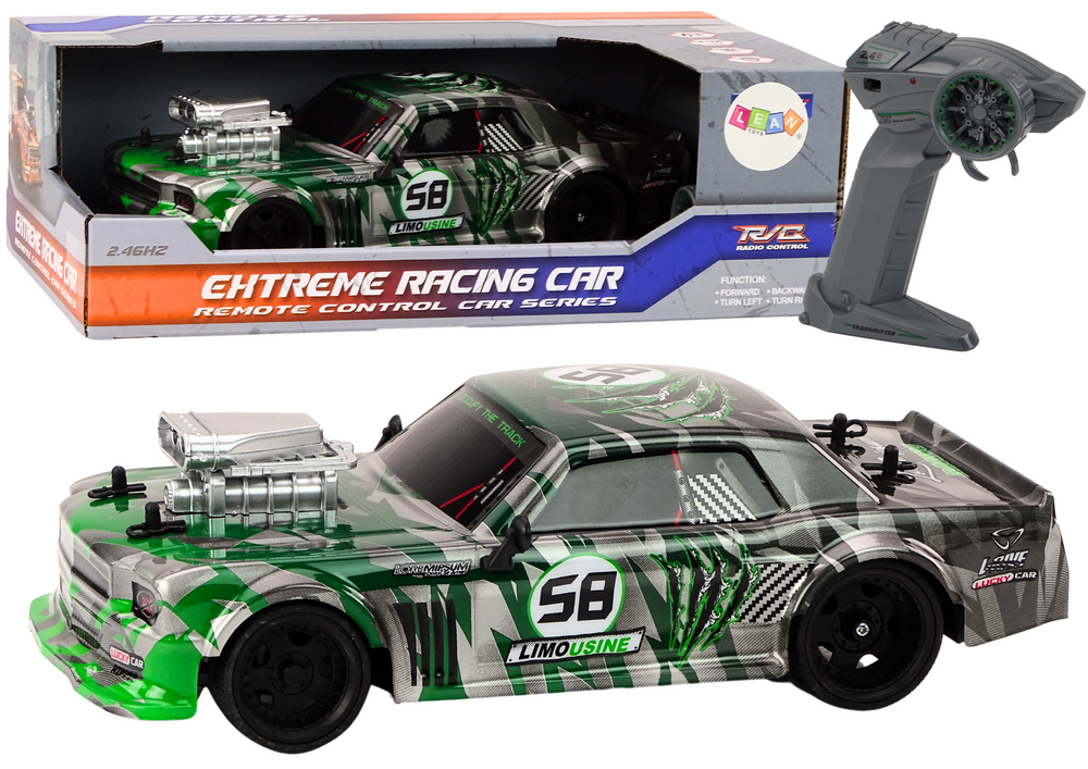 mamido RC autíčko na diaľkové ovládanie 1:16 gumové kolesá drift zelené