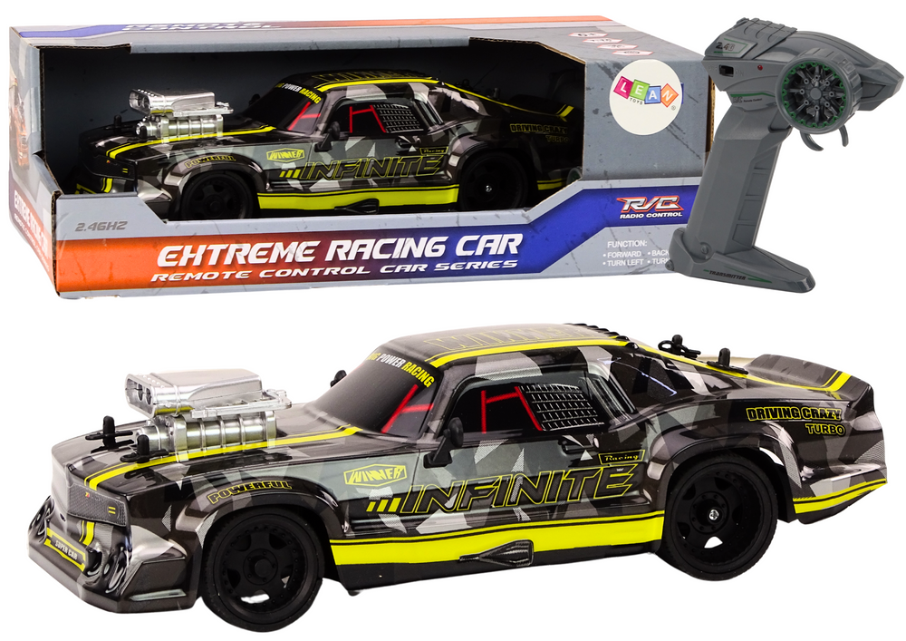 mamido RC Auto na diaľkové ovládanie 1:16 gumové kolesá drift čierne