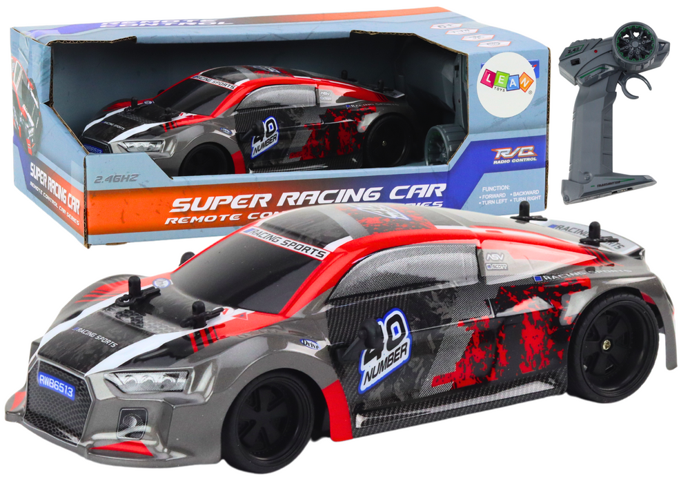 mamido RC auto na diaľkové ovládanie 1:18 gumové kolesá Drift červené