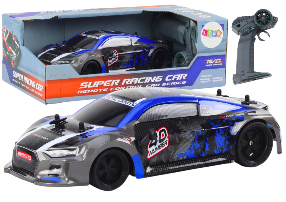 mamido RC Auto na diaľkové ovládanie 1:18 gumové kolesá drift modré