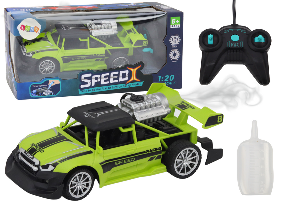 mamido RC auto na diaľkové ovládanie 1:20 s dymovým efektom a svetlami zelené
