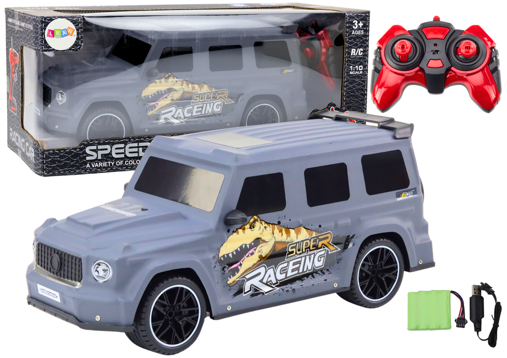 mamido RC Auto na Diaľkové Ovládanie s Dinosaurom v Merítku 1:10 sivé