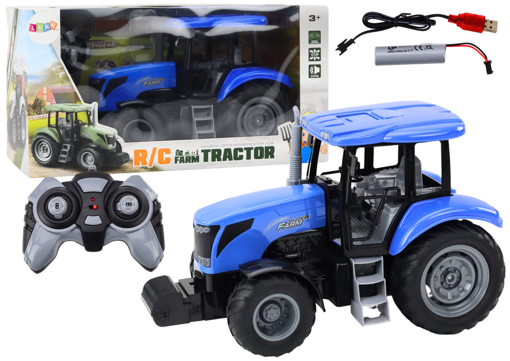 mamido RC Traktor na diaľkové ovládanie 2,4G so zvukmi modrý