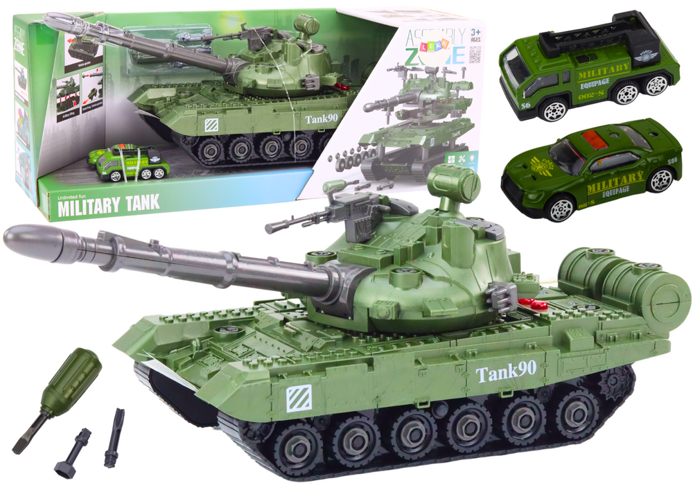 mamido Súprava na rozloženie vojenské vozidlo DIY tank zelený so zvukmi a autíčkami