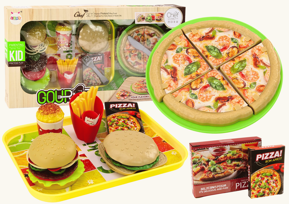 mamido Súprava Rýchle Občerstvenie Pizza Burgery Hranolky Doplnky pre Deti 24 ks