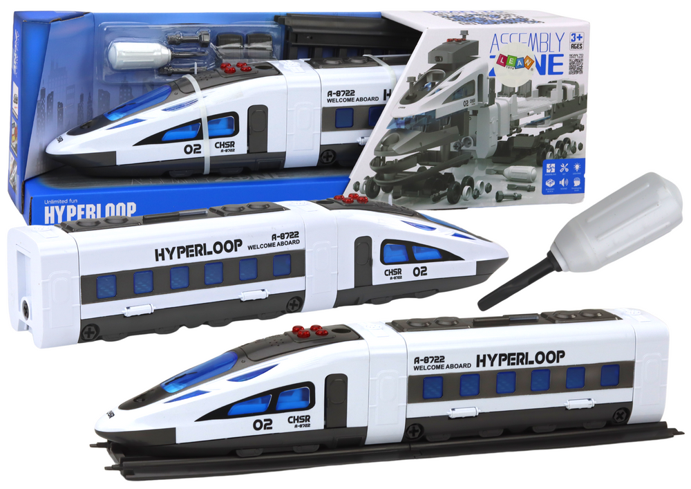 mamido Súprava vláčikov na montáž s koľajnicou, skrutkovačom, svetlami a zvukmi