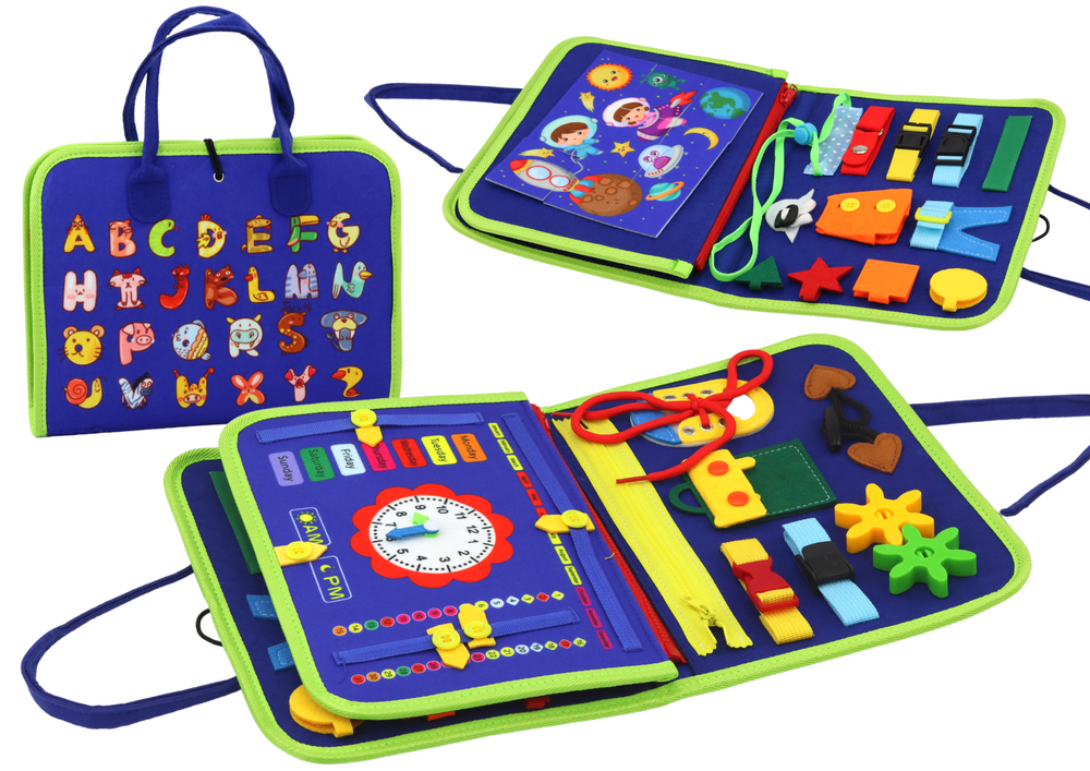 mamido Senzorický vzdelávací kufrík z filcu modrý