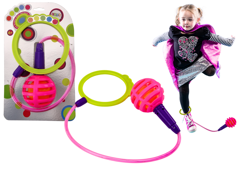 mamido Skákacia hračka Hula Hoop na nohu ružová s LED diódami