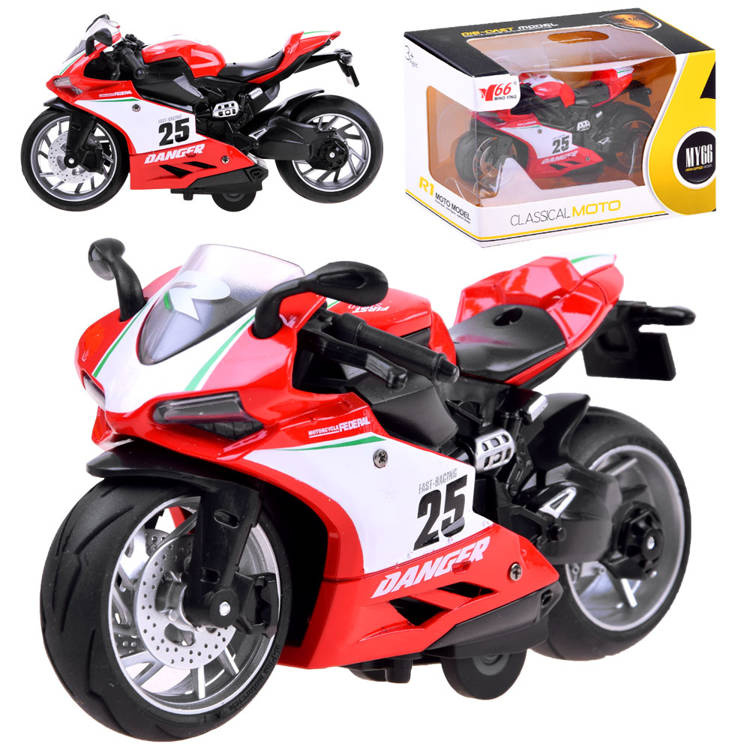 mamido Kovový model motorka s naťahovacím mechanizmom hračka