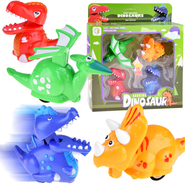 Sada jazdiacich dinosaurov 4 ks s pohonom