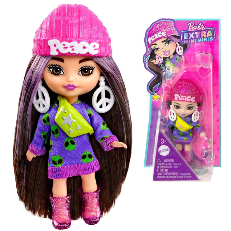 Štýlová módna bábika Barbie Extra Mini Minis s doplnkami HLN46