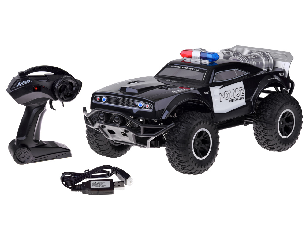 mamido Veľké diaľkovo ovládané policajné monster truck s osvetlením