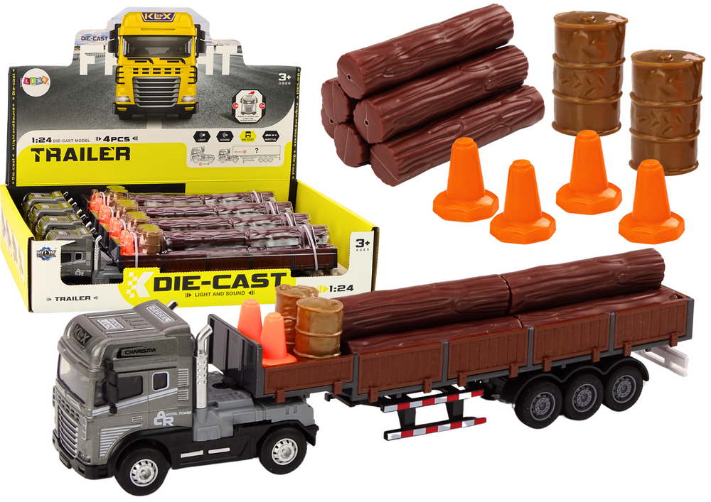 Nákladné auto s prívesom a doplnkami 1:24