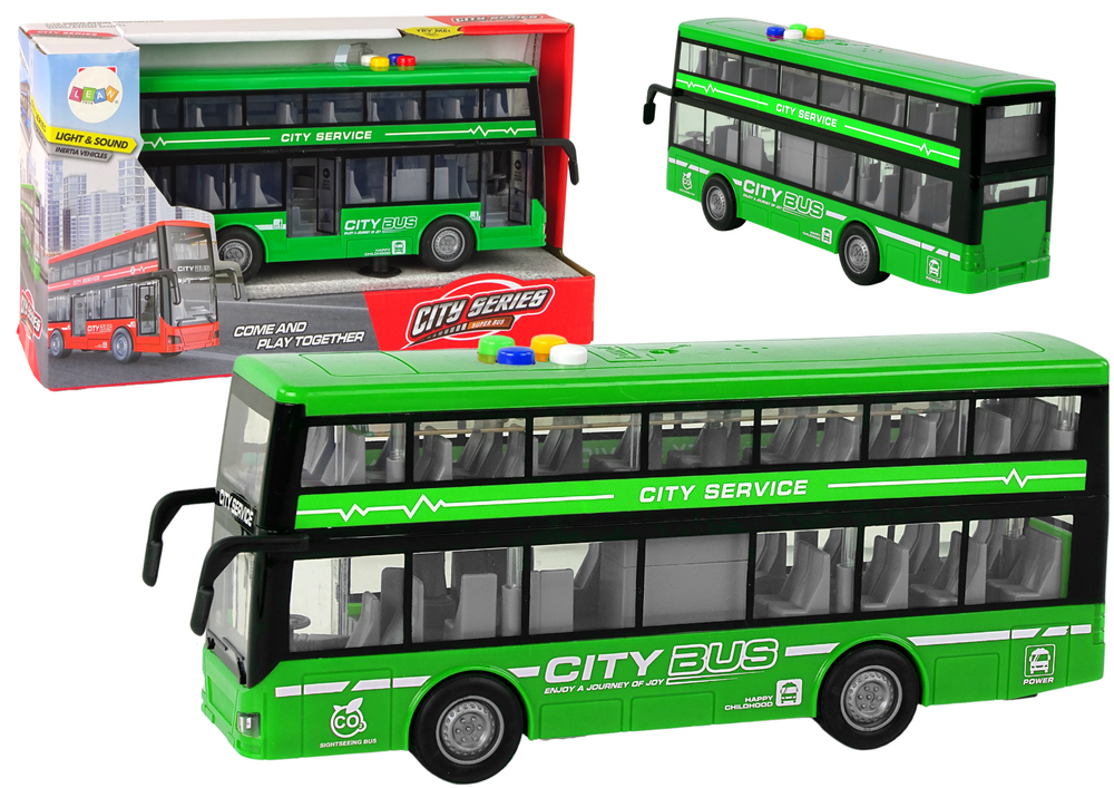 mamido Dvojposchodový autobus so svetlami a zvukmi 1:16 zelený