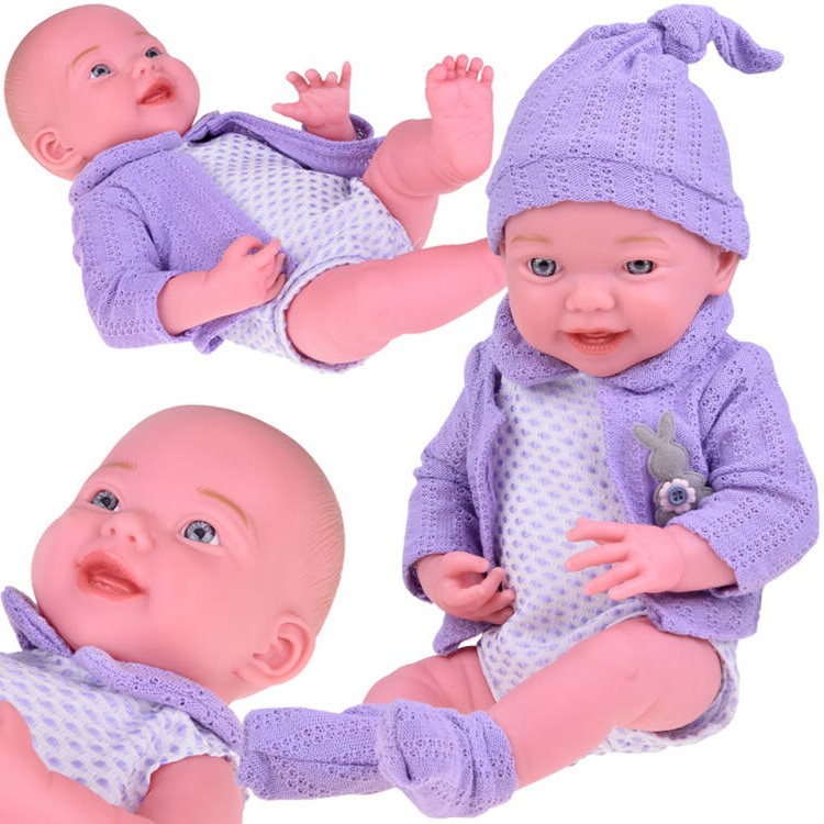 mamido Usmievavá detská bábika 40cm vo fialovom svetríku