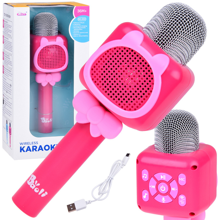 Bezdrôtový karaoke mikrofón s Bluetooth ružový