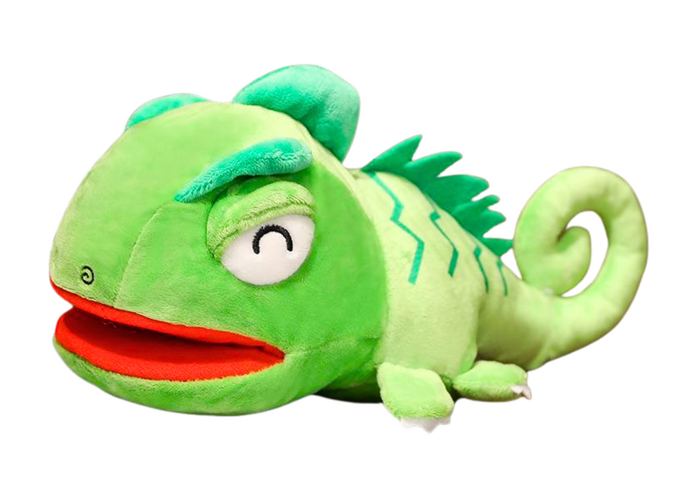 Plyšový maňuška chameleón 30 cm zelený