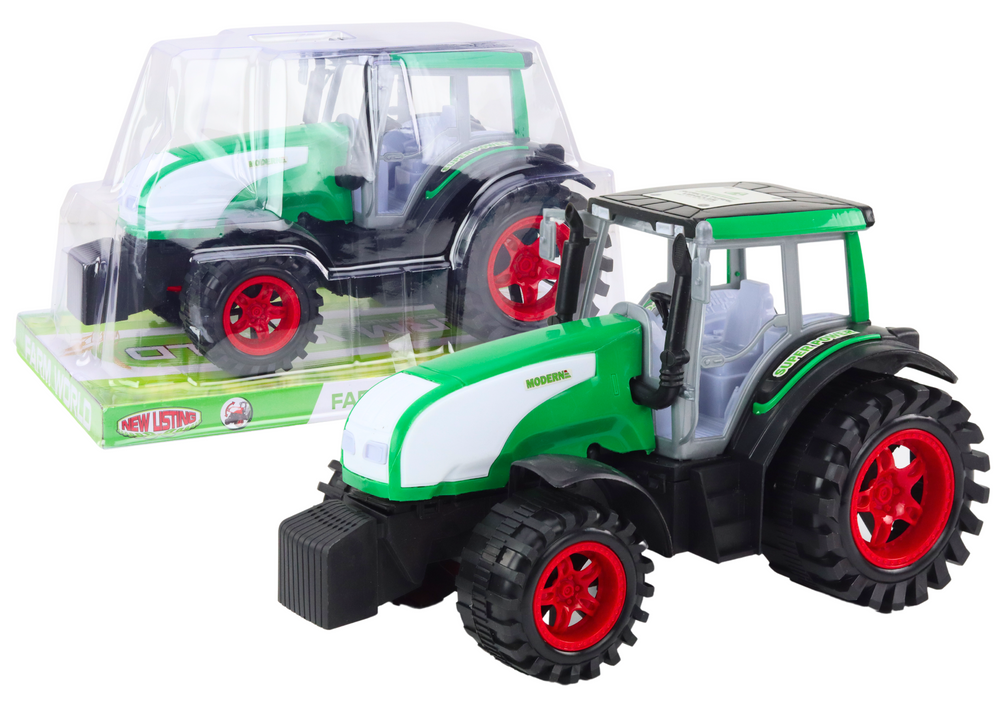 Veľký poľnohospodársky traktor s pohonom zelený