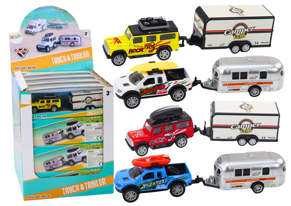 mamido Kovové terénne autíčko s karavanom mix