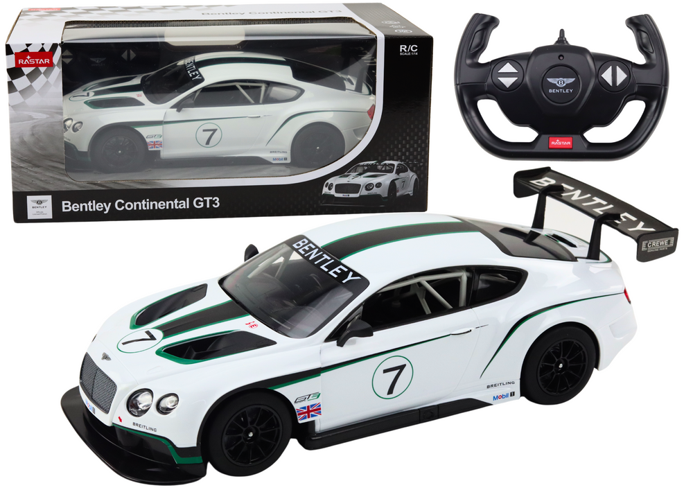 RASTAR Auto na diaľkové ovládanie RC Bentley Continental GT3 1:14 Rastar biele