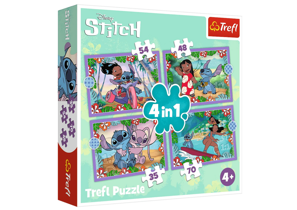 TREFL Puzzle Bláznivý deň Lilo a Stitch 4v1 Trefl