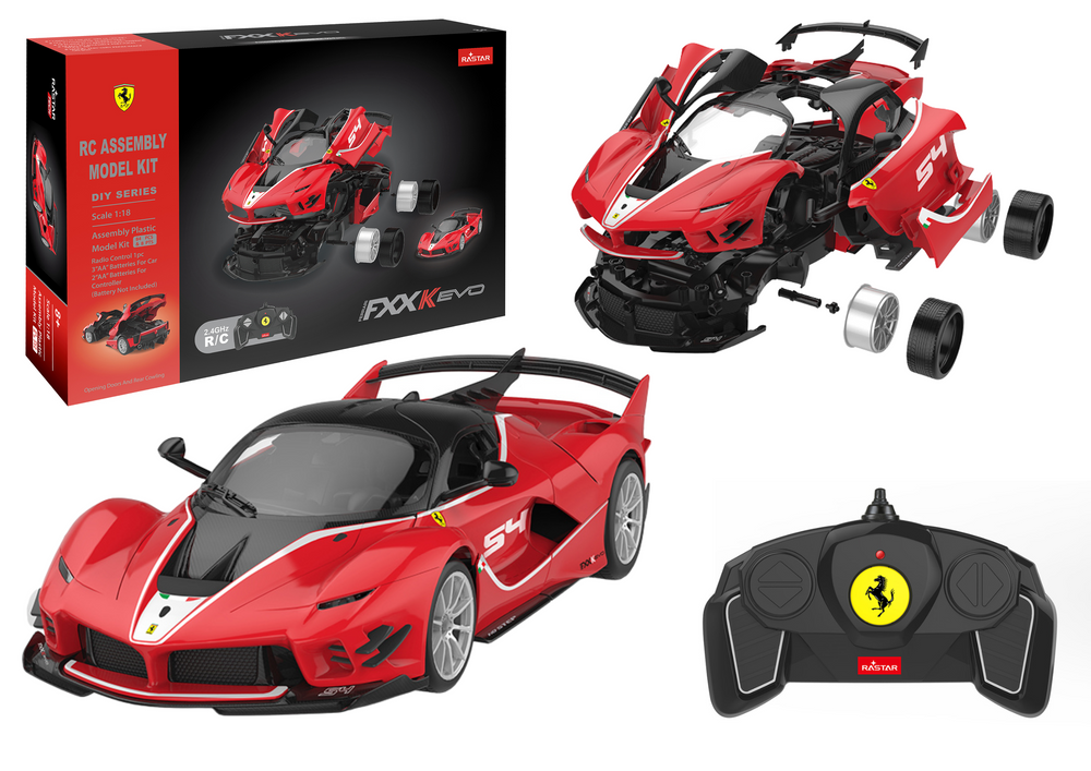 Rastar Stavebnica Ferrari FXXK EVO na diaľkové ovládanie 1:18 Rastar 88 dielov červené