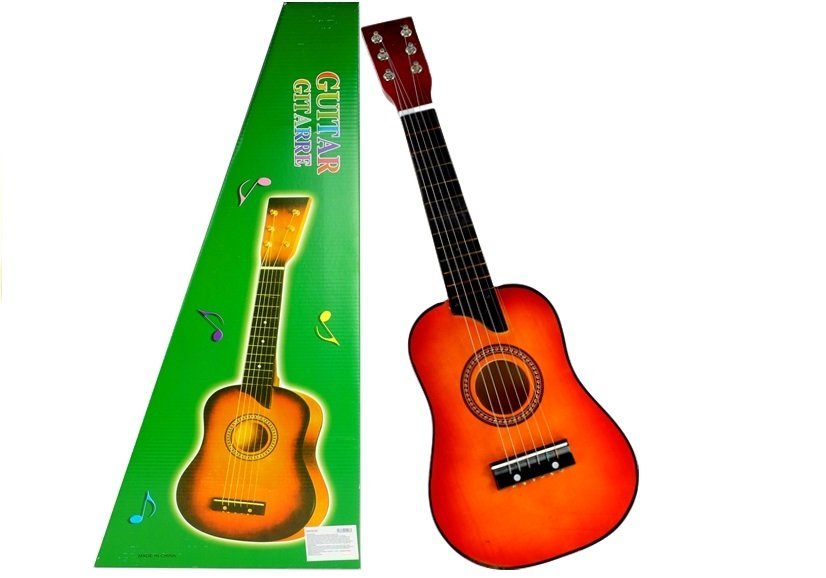 Drevená gitara s trsátkom červená