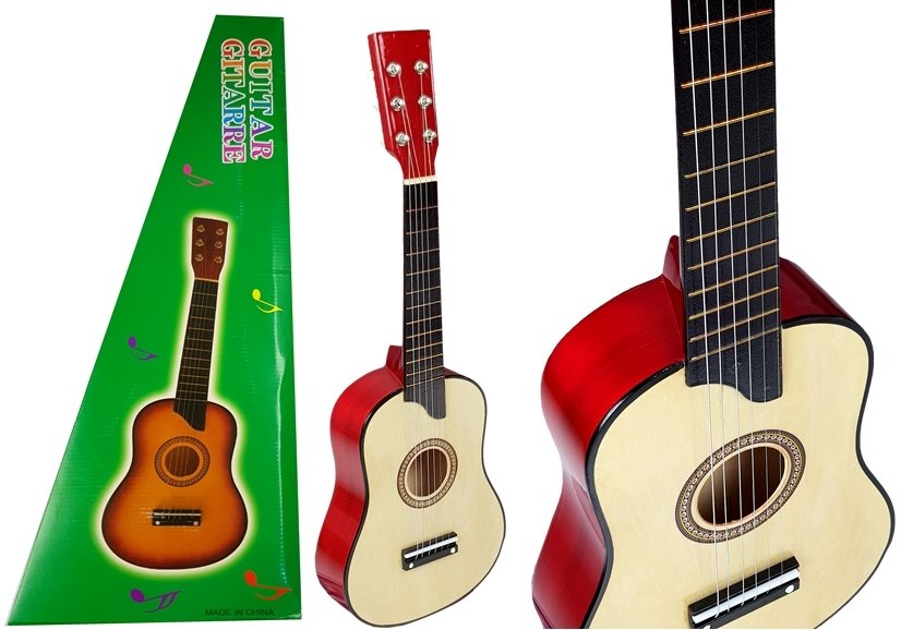 Drevená gitara s trsátkom krémová