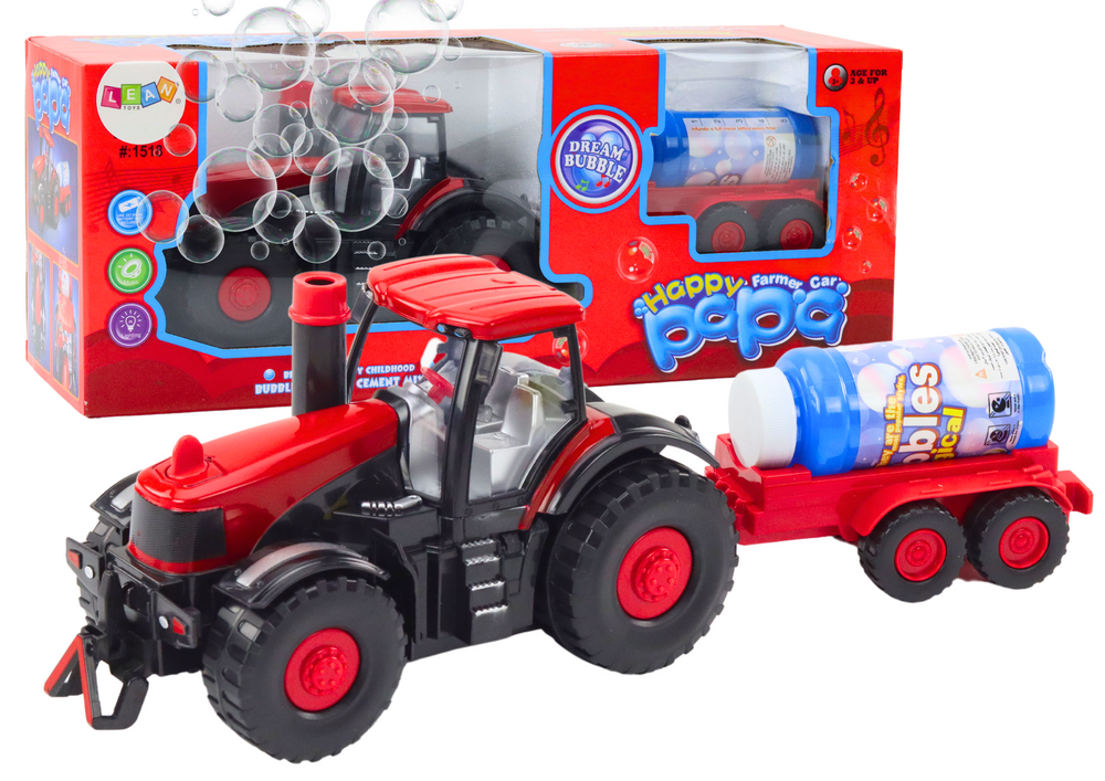 mamido Traktor s bublifukom a prívesom červený